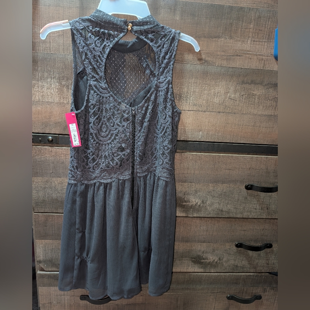 Elegant Gray Lace Kids Casual Dress